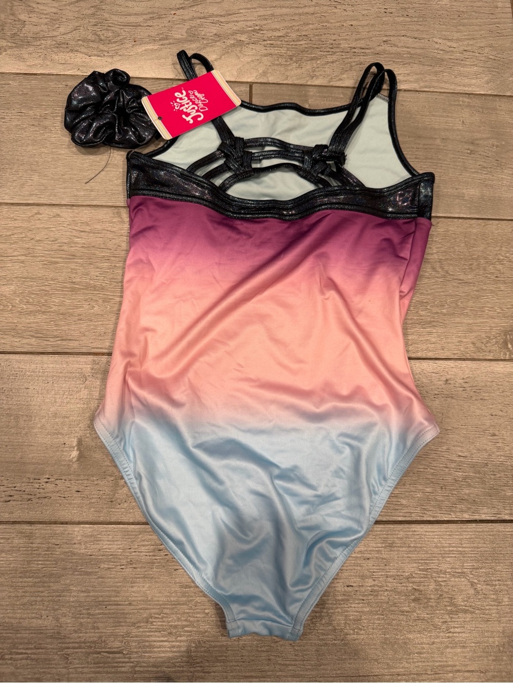 Justice Girls Ombre One-Piece Swimsuit in Pink and Blue